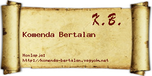 Komenda Bertalan névjegykártya